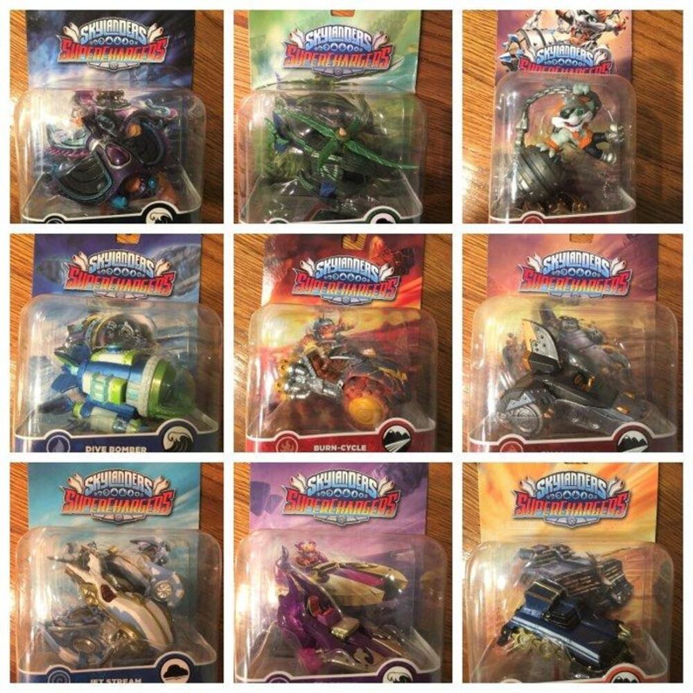9 Skylanders Superchargers - Jet Stream-Splatter Splasher-Sea Shadow-Smash Hit-+